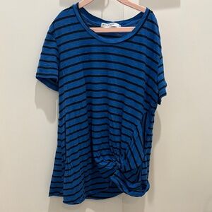 Stateside Blue and Black Striped Short Sleeve Tee